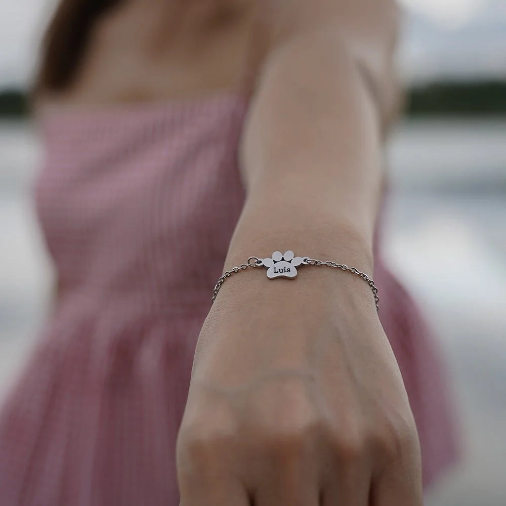 Personalizowana bransoletka z łapką ze stali nierdzewnej unisex, model Tinou — zdjęcie 6