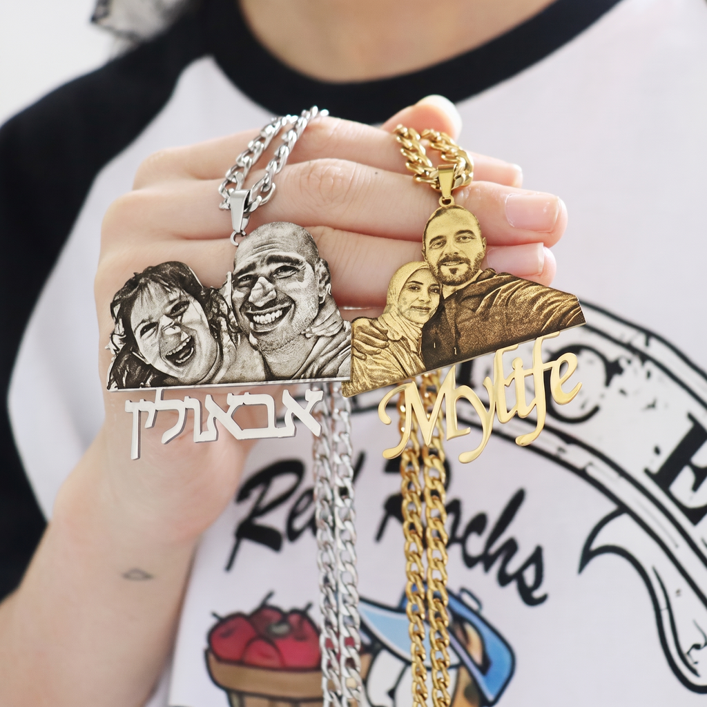 Collar personalizado con foto y retrato grabado 